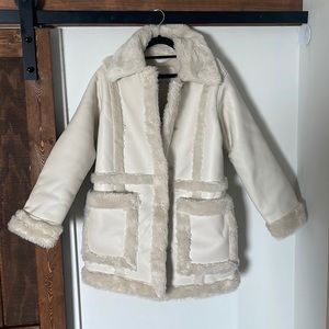 Abercrombie Oversized Sherpa-Lined Vegan Leather Coat
